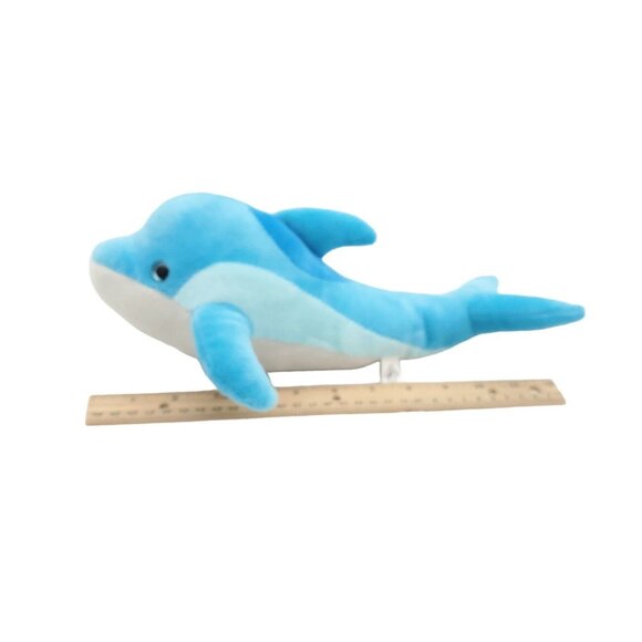 PETTING ZOO Blue Dolphin Stuffed Animal Plush‎ 12" Sealife Nautical Toy Ocean - Picture 3 of 5